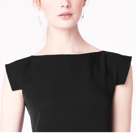 MM LaFleur The Sarah Dress Black Minimalist Sheath Size 0 Workwear Career Office - Picture 2 of 14